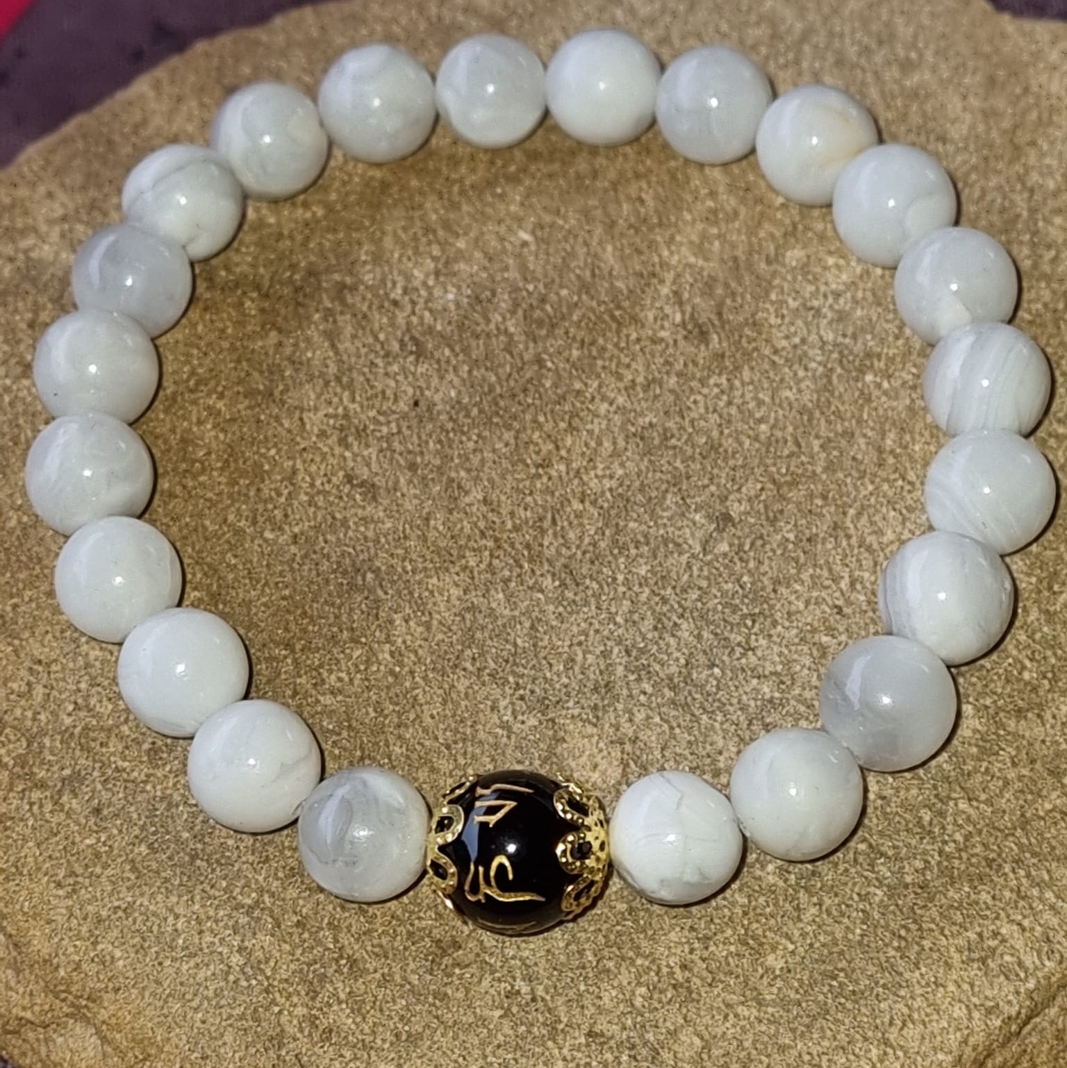 Bracelet Agate crazy lace blanche