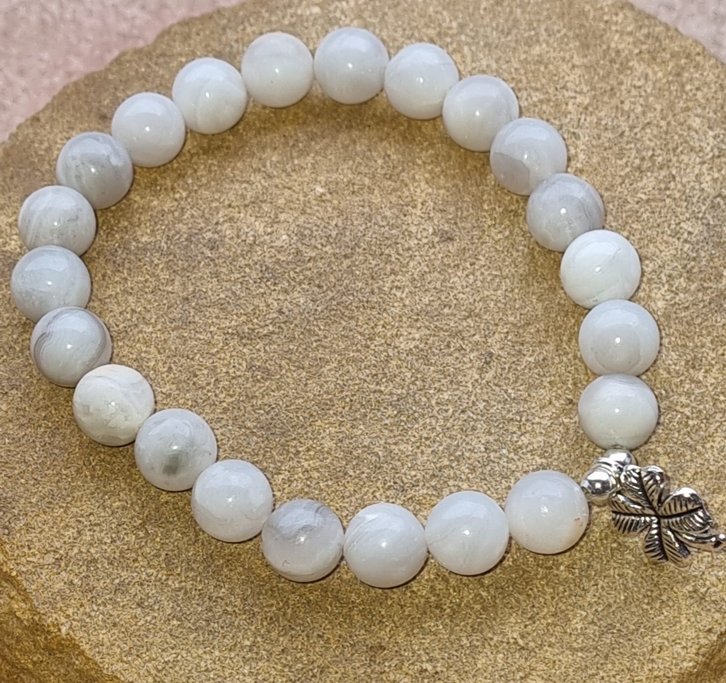 Bracelet Agate Crazy Lace blanche – Apaisement & confiance – Image 4