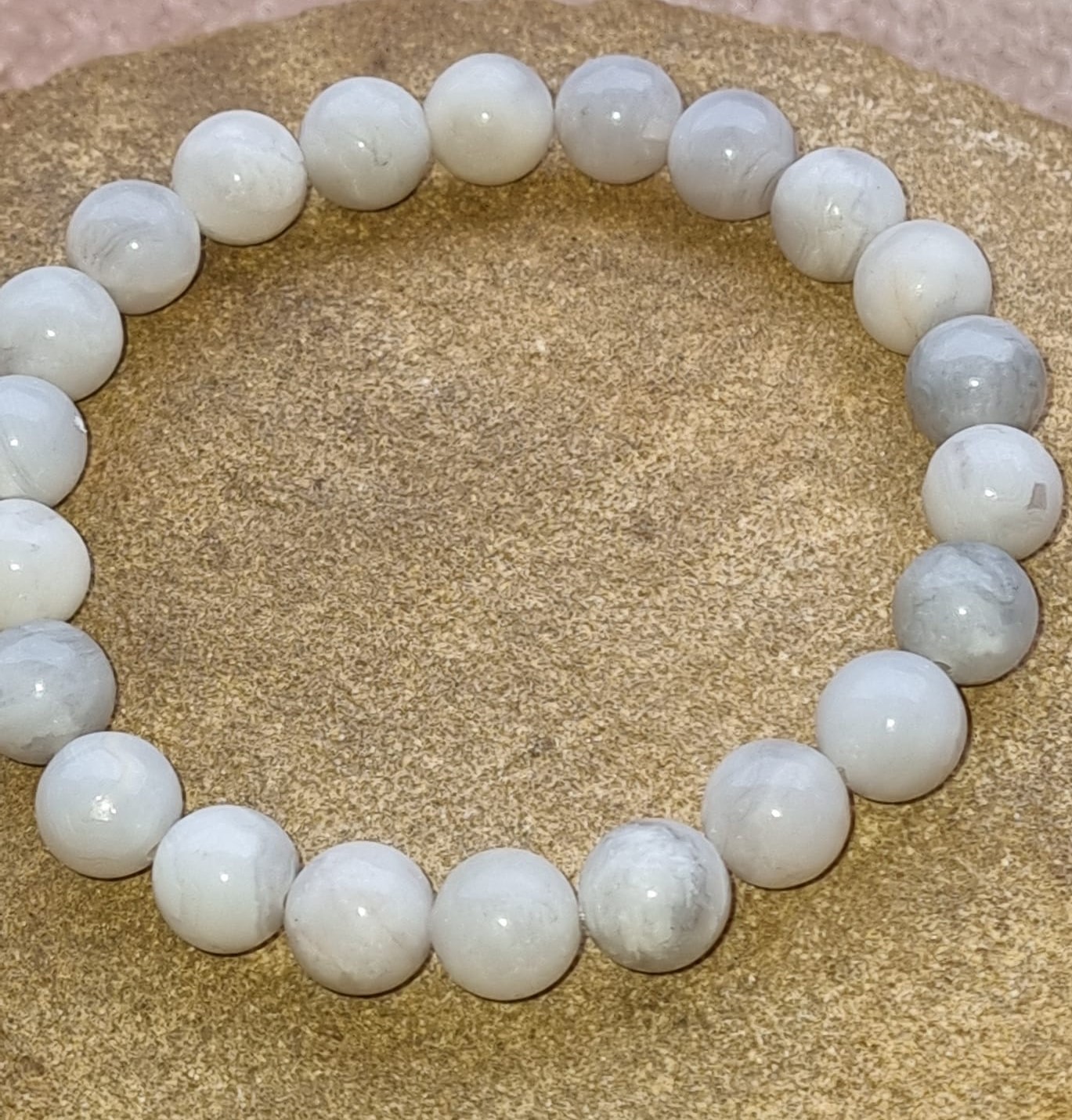 Bracelet Agate Crazy Lace blanche – Apaisement & confiance – Image 5
