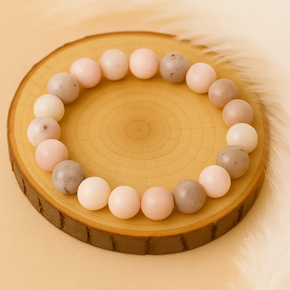Bracelet Opale Rose des Andes en pierres naturelles – bijou artisanal apaisant et plein de douceur
