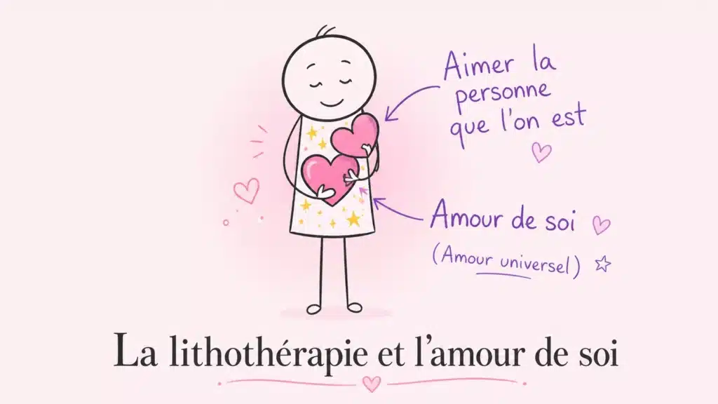 lithothérapie et amour de soi avec illustration douce
