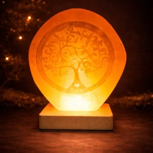 Lampe sélénite Arbre de Vie allumée – lumière LED douce et ambiance zen