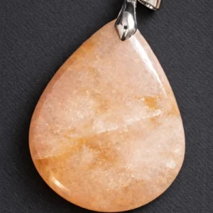 Pendentif morganite rose orangé avec bélière en argent 45x35 mm