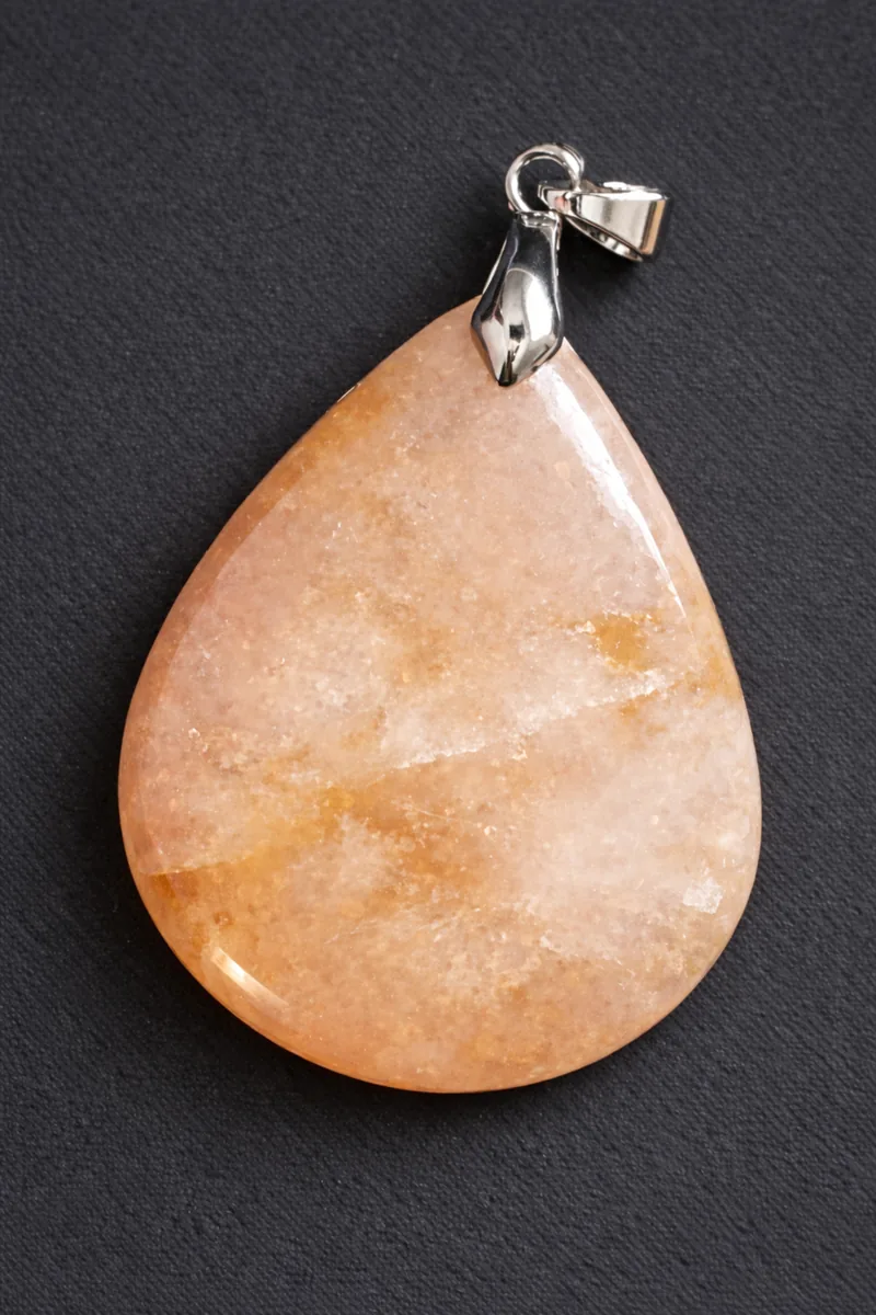 Pendentif morganite rose orangé avec bélière en argent 45x35 mm