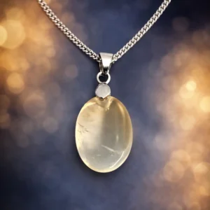 Pendentif citrine naturelle non chauffée avec bélière et chaîne en argent