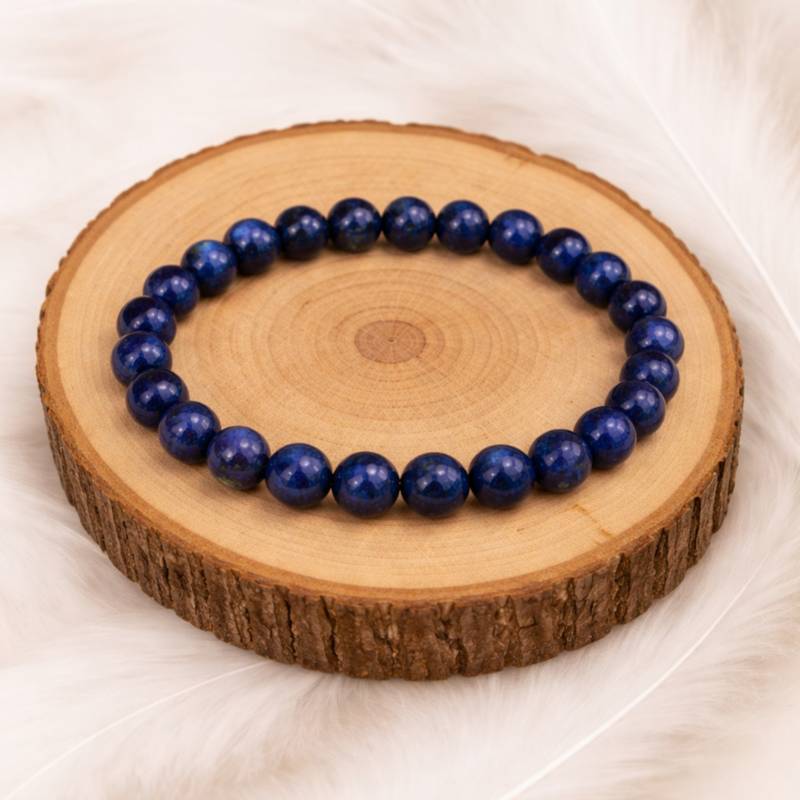 Bracelet en lapis-lazuli AA+ avec perles de 8 mm en pierre naturelle bleue, monté sur élastique résistant