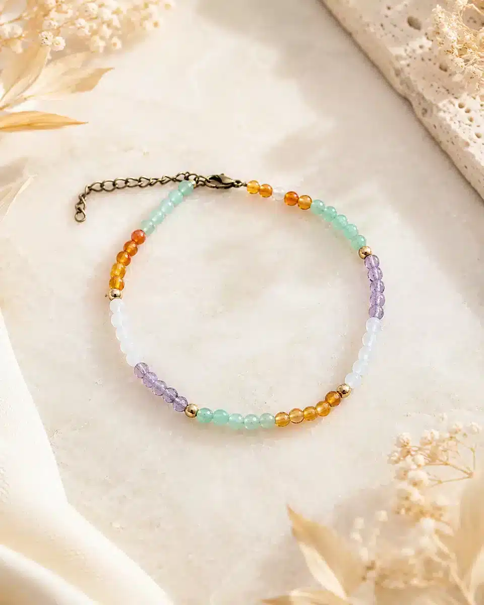 bracelet amour de soi en pierres naturelles à plat