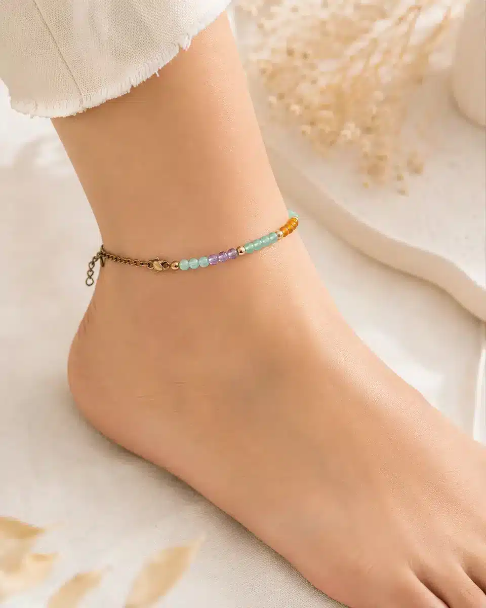 bracelet de cheville amour de soi en pierres naturelles