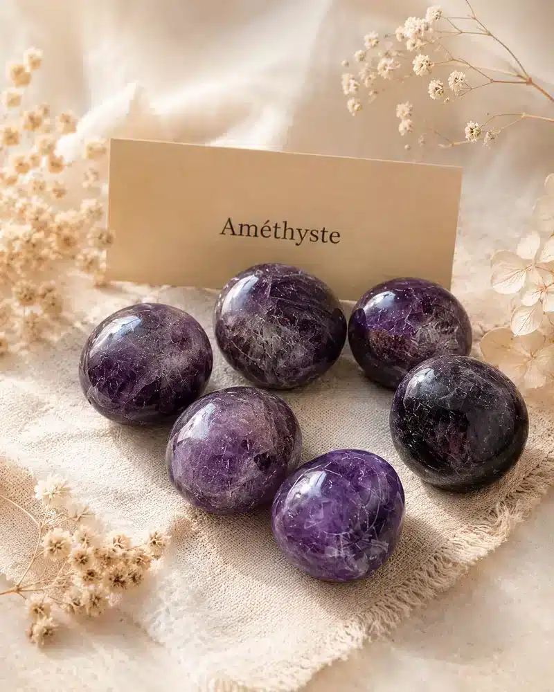 Pierre roulée Améthyste naturelle aux nuances violettes