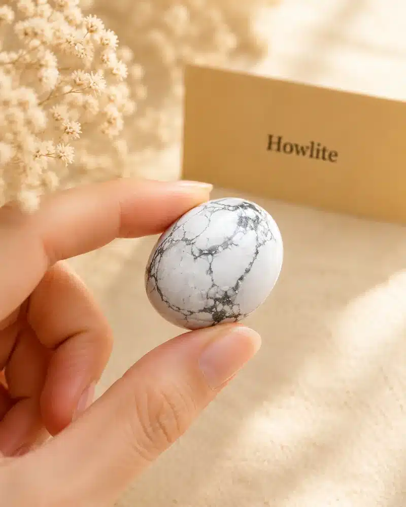Pierre roulée Howlite naturelle provenant du Zimbabwe